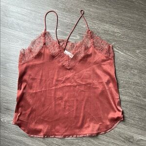 Vintage Silky Rust Lace Cami Top